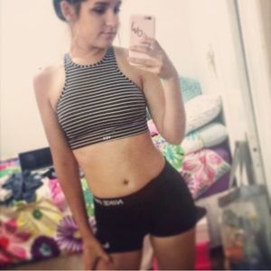 Black and white stripped vsx sports bra